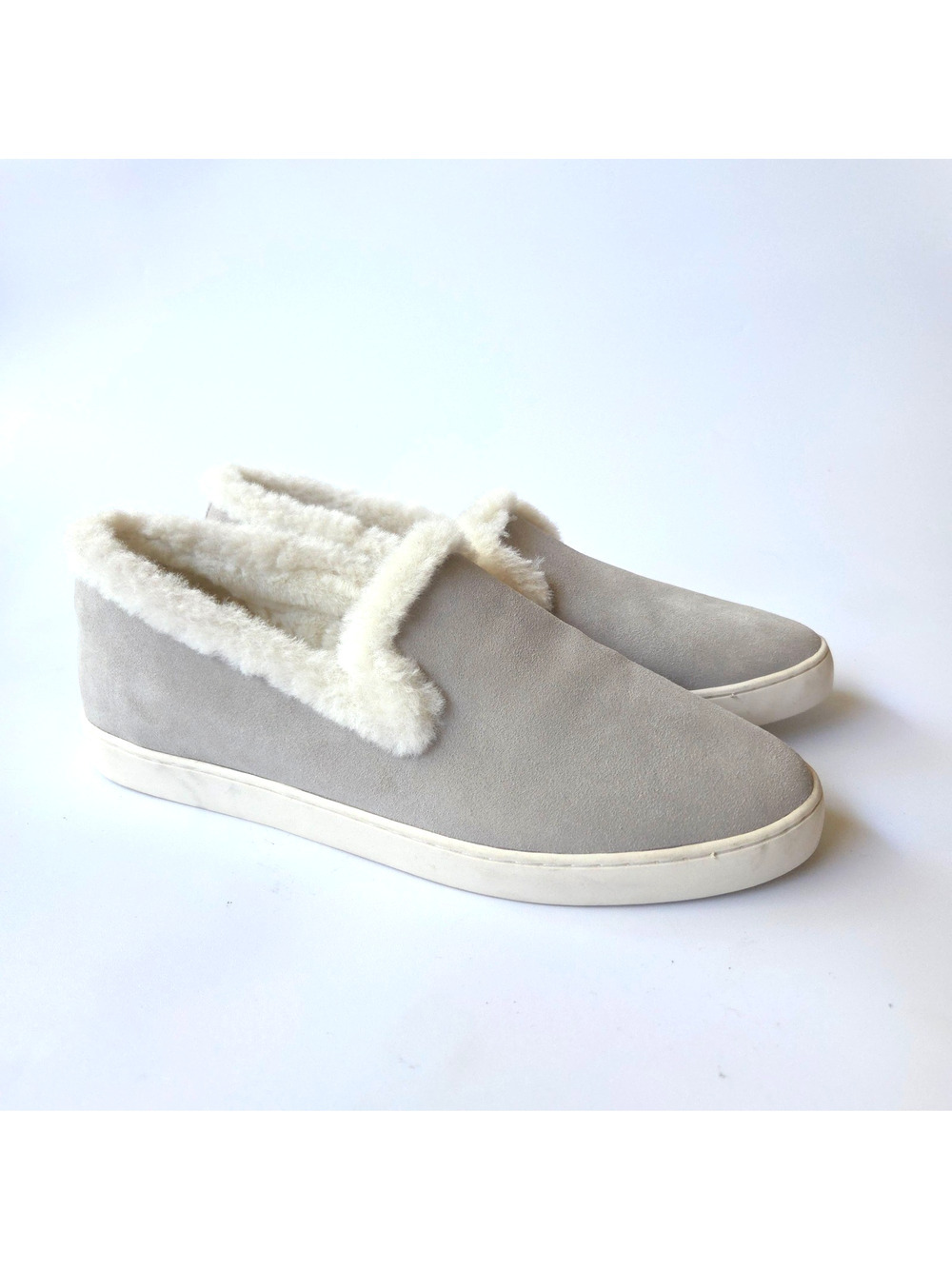 Birdies The Swift Suede Faux Fur Lined Slipper Shoes Size 8 New Dove Gray Soft